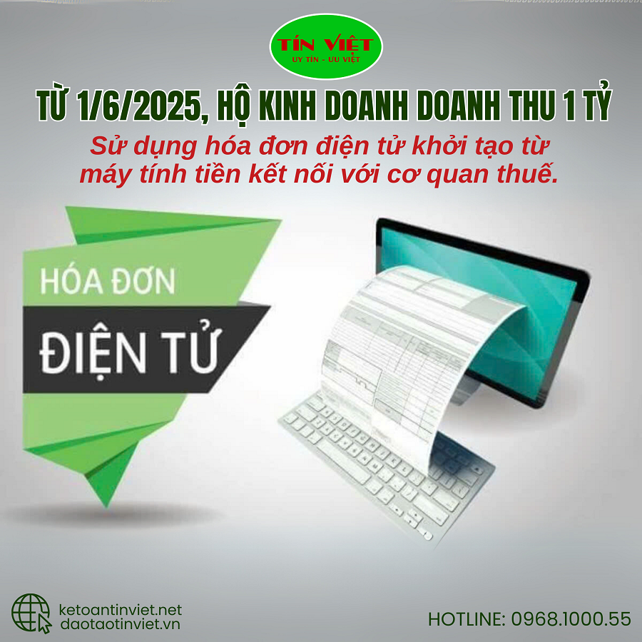 ​Từ 01/6/2025, Hộ Kinh Doanh Có Doanh Thu Từ 1 Tỷ Đồng/Năm Phải Sử Dụng Hóa Đơn Điện Tử Khởi Tạo Từ Máy Tính Tiền​